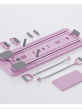 Pink Home Pilates/Reformer Exercise Board with Resistance Bands